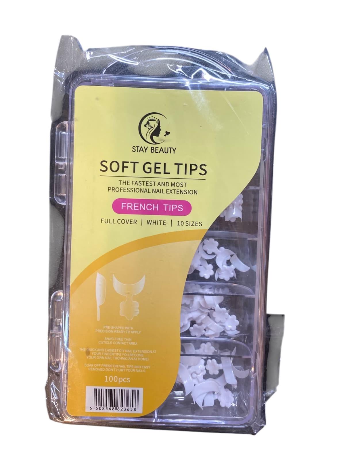 Soft Gel Branca French Tips Stay Beauty 100 Unidades