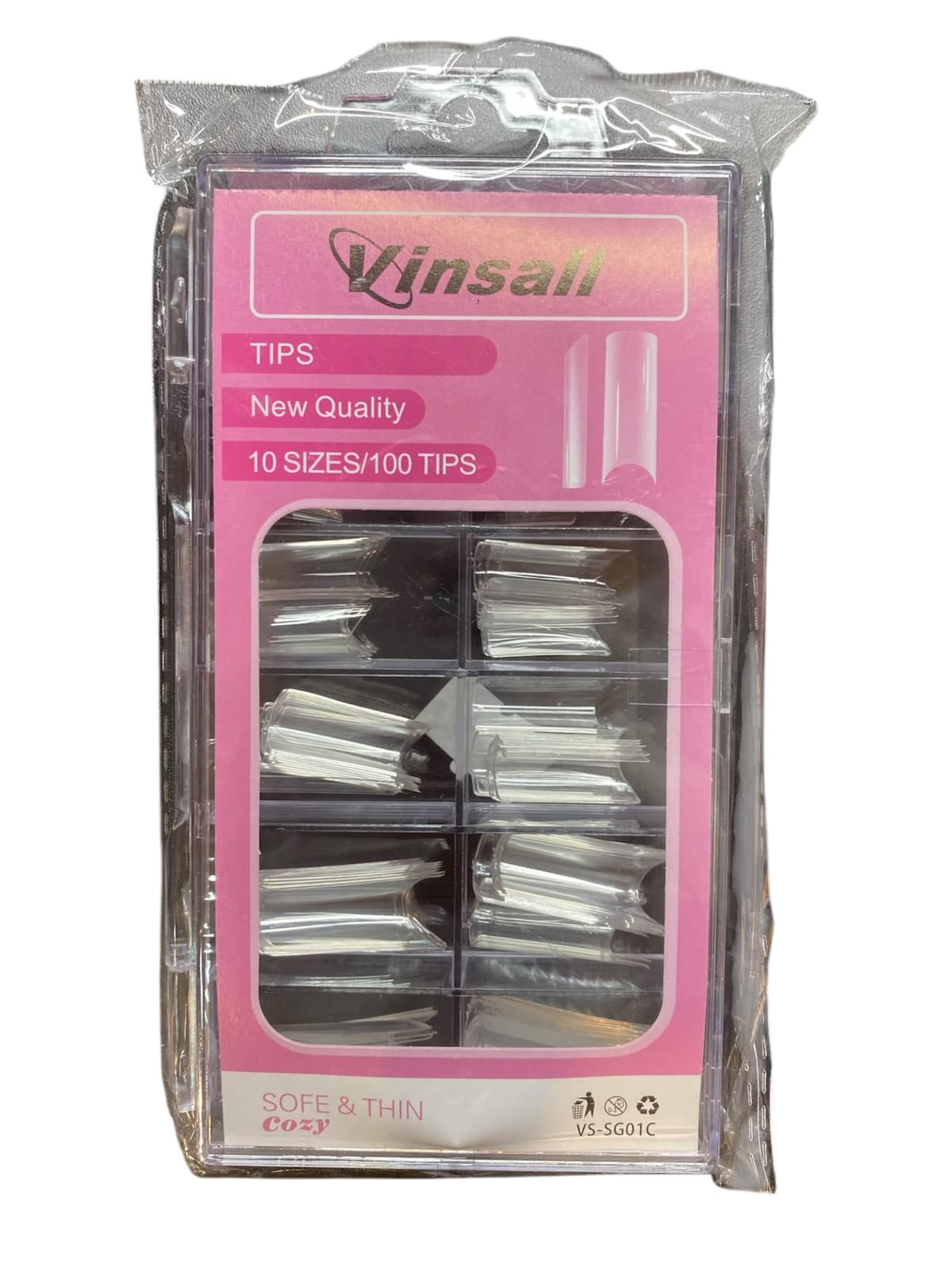 Tips Transparente Vinsall com 100 Unidades