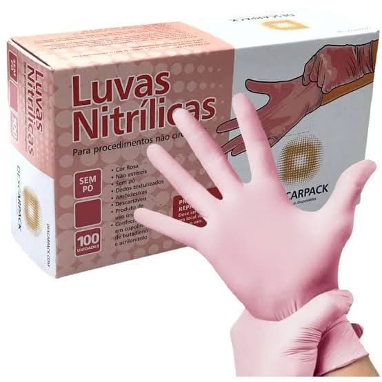 Luva Nitrílica Descarpack Rosa 100 unidades